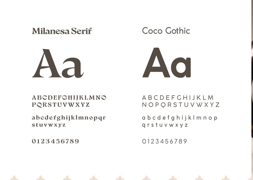 I caratteri Bohémien Café: Milanesa Serif e Coco Gothic