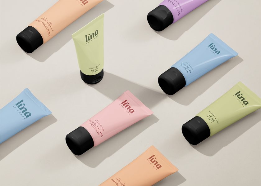 Tubetti Lùna nei colori delle linee di prodotto