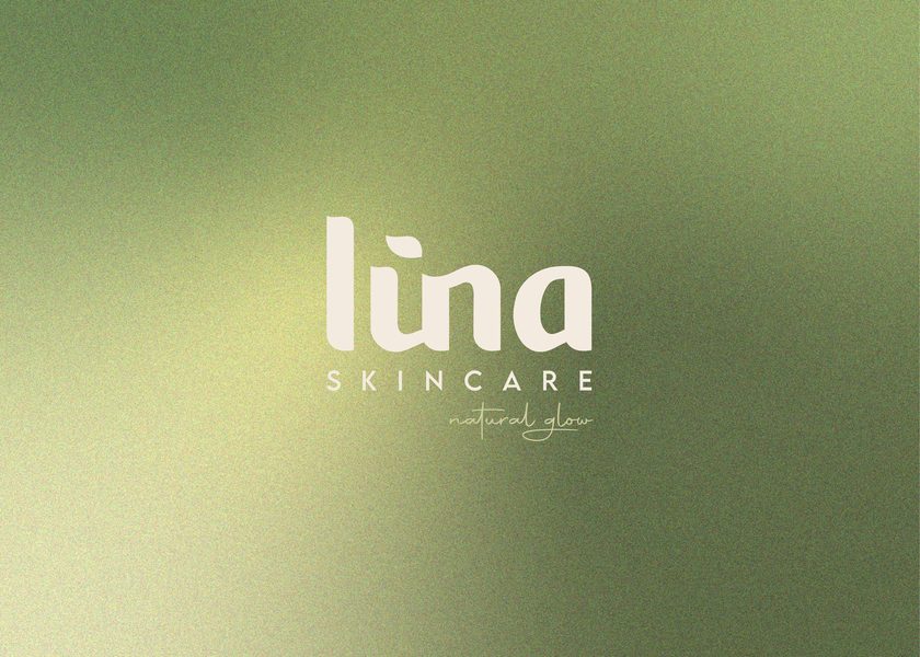 Il logo Lùna Skincare, chiaro su un fondo verde sfumato