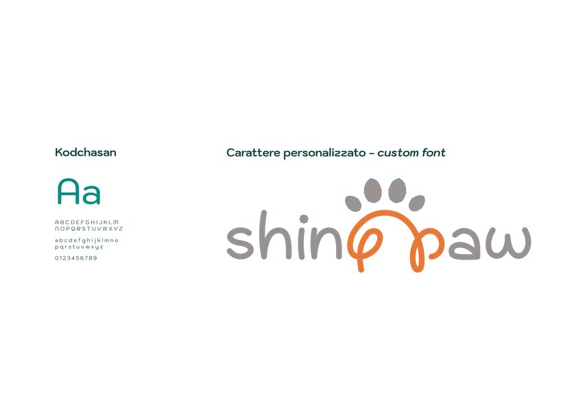 Il carattere Kodchasan e il carattere personalizzato del logo Shiny Paw